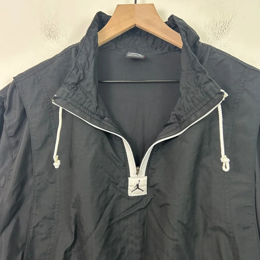 Vintage Jordan Flight Windbreaker Pullover Jacket Black Red Jumpman Logo XL - Picture 4 of 16